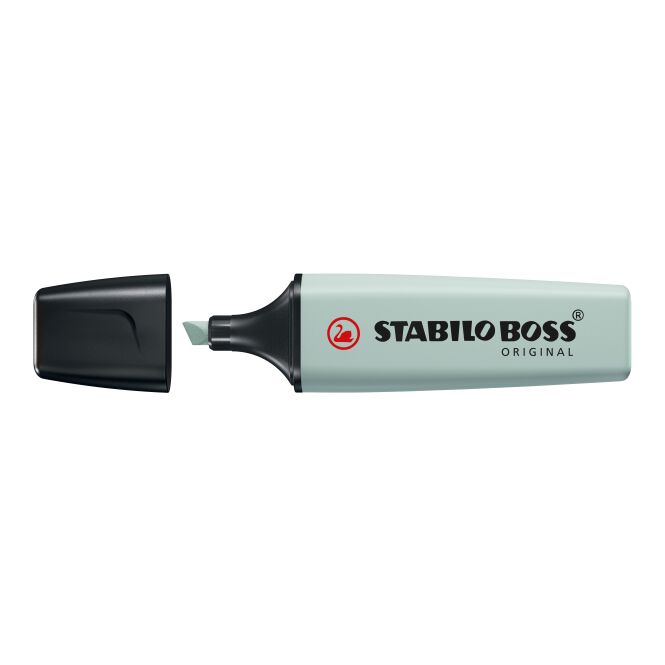 Werbegeschenk STABILO BOSS ORIGINAL NatureCOLORS Leuchtmarkierer – grün – mit Logo bedruckt für den Büroalltag