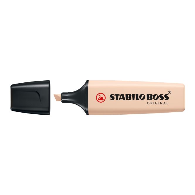 Werbegeschenk STABILO BOSS ORIGINAL NatureCOLORS Textmarker – beige – mit Logo bedruckt für den Büroalltag