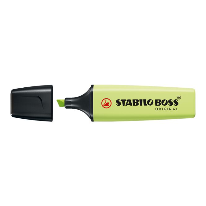 Werbeartikel Textmarker STABILO BOSS ORIGINAL – hellgrün – mit Logo bedruckt für den Büroalltag