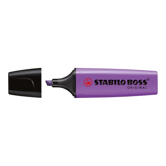 Werbeartikel STABILO BOSS ORIGINAL Leuchtmarkierer – violett – mit Logo bedruckt für den Büroalltag nachfüllbar
