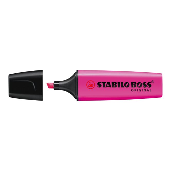Werbeartikel STABILO BOSS ORIGINAL – neonpink – mit Logo bedruckt für den Büroalltag