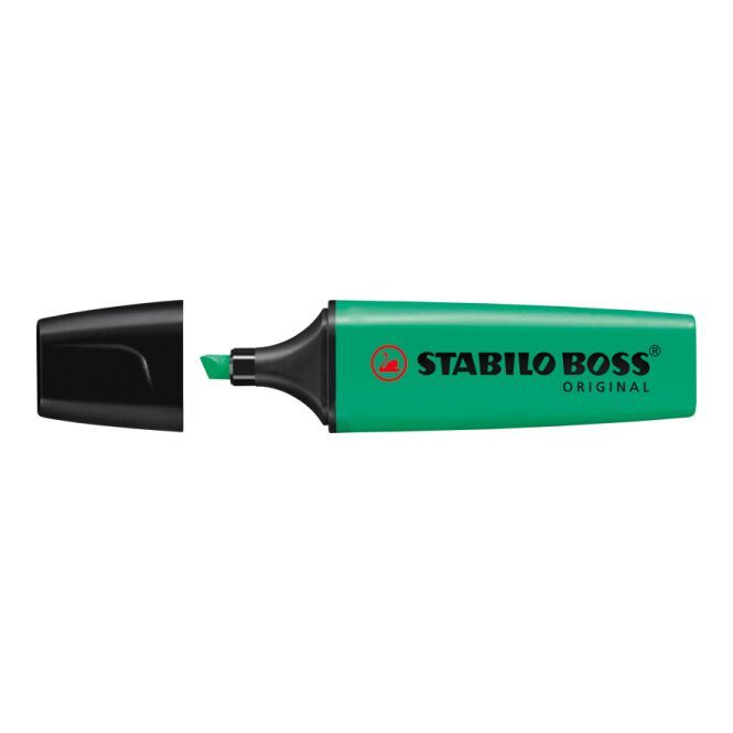 Werbeartikel STABILO BOSS ORIGINAL Textmarker – türkis – mit Logo bedruckt für den Büroalltag