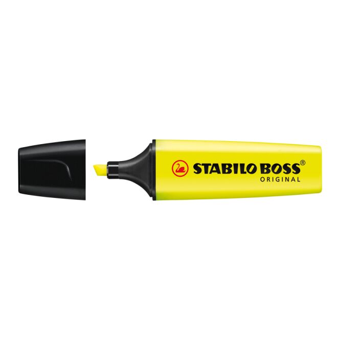 Werbeartikel Textmarker STABILO BOSS ORIGINAL – gelb – mit Logo bedruckt für den Büroalltag