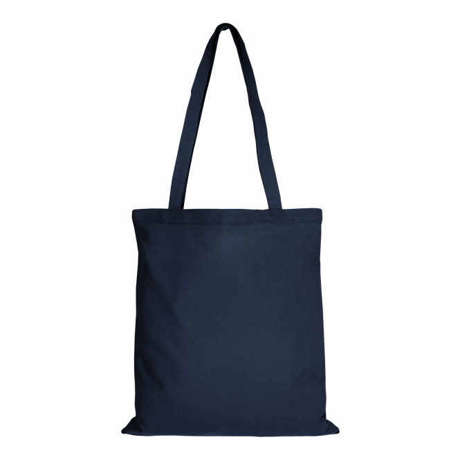 Mitarbeitergeschenk Baumwolltasche TEXXILLA – marineblau – mit Logodruck 140g/m² strapazierfähiger Stoffbeutel für Messen