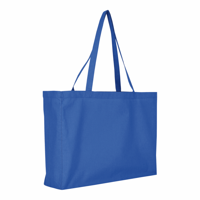 Werbeartikel Baumwolltasche TEXXILLA – königsblau – mit Logodruck 140 g/m² 70cm Henkel nachhaltiger Stoffbeutel für Firmenauftritte