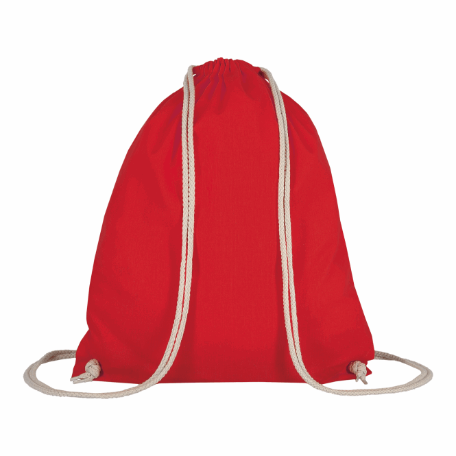 Mitarbeitergeschenk Turnbeutel TEXXILLA – rot – mit Logodruck 140g/m² Baumwolle, 38x46cm, stabiler Stoffbeutel für Firmen