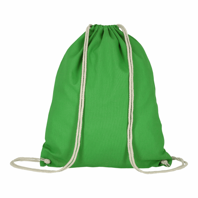 Werbeartikel Turnbeutel TEXXILLA – grün – mit Logodruck 140g/m² Baumwolle 38x46cm Baumwollbeutel für Messen & Events