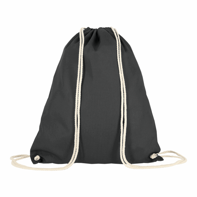 Werbeartikel Turnbeutel TEXXILLA – anthrazit – mit Logodruck 38x46cm aus 140g/m² Baumwolle praktischer Baumwollrucksack für Events