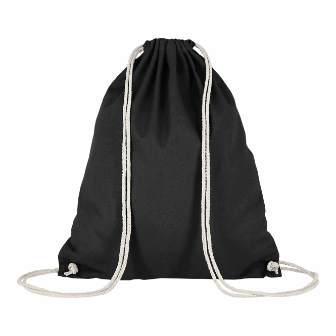 Werbeartikel Turnbeutel TEXXILLA – schwarz – mit Logodruck, 140g/m² 38x46cm Baumwolle, idealer Stoffbeutel für Firmen-Events