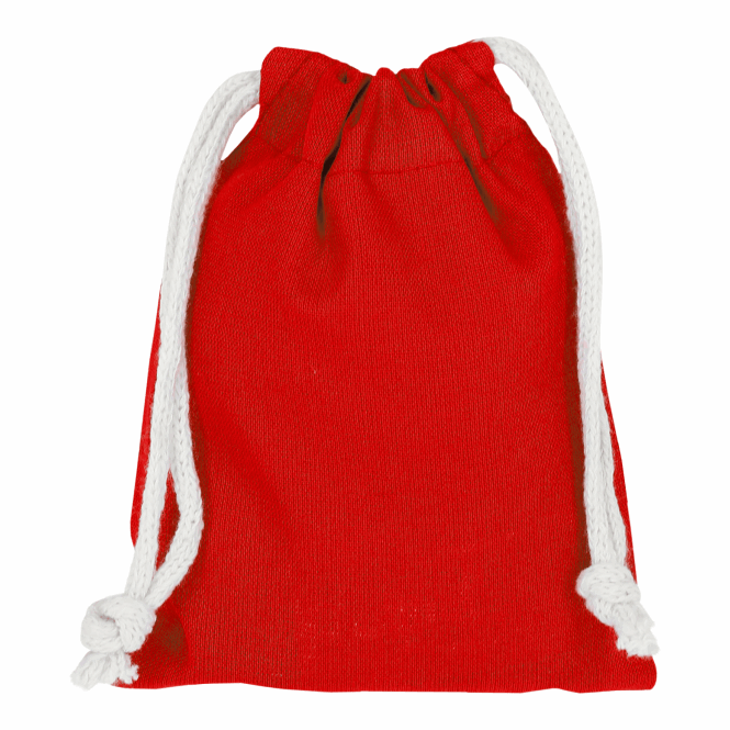 Streuartikel Zuziehbeutel TEXXILLA – rot – mit Logodruck 10x14cm aus 140g/m² Baumwolle idealer Stoffbeutel für Messen & Events