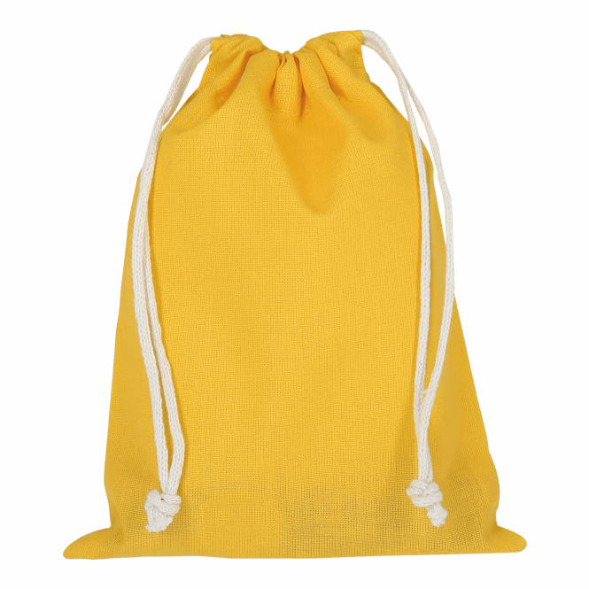 Werbeartikel Zuziehbeutel TEXXILLA – neongelb – mit Logodruck 15x20cm 140g/qm Baumwolltasche für Messen & Events