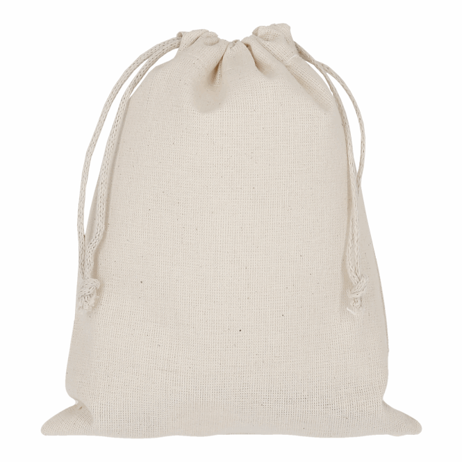 Werbeartikel Zuziehbeutel TEXXILLA 15x20cm – beige – mit Logodruck 140g/m² Baumwolltasche perfekt für den einheitlichen Firmenauftritt