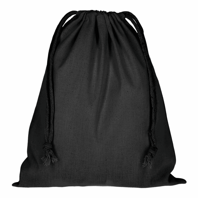 Messe-Werbemittel Zuziehbeutel TEXXILLA – schwarz – mit Logodruck 25x30cm 140g/m² Baumwollbeutel für den Firmenauftritt