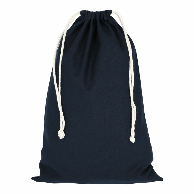 Mitarbeitergeschenk Zuziehbeutel TEXXILLA – marineblau – hochwertig bedruckt 40x50cm 140g/m² Baumwolltasche für Messen & Events