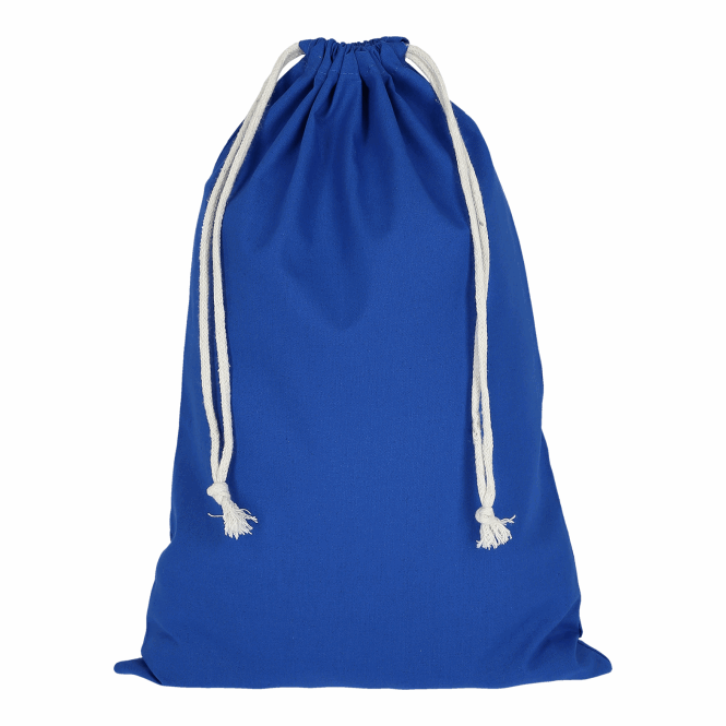 Firmengeschenk Zuziehbeutel TEXXILLA – königsblau – mit Logodruck 40x50cm 140g/m² Baumwolltasche für den Firmenauftritt