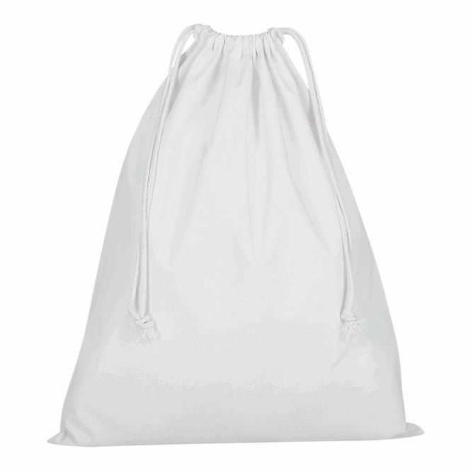 Firmengeschenk Zuziehbeutel TEXXILLA – weiss – mit Logo bedruckt 40x50cm 140g/m² stabiler Baumwollbeutel für Messen & Events