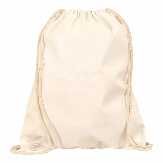Werbeartikel Turnbeutel TEXXILLA – beige – mit Logodruck 100% Baumwolle 200g/m² robuster Sportbeutel für Messen & Events