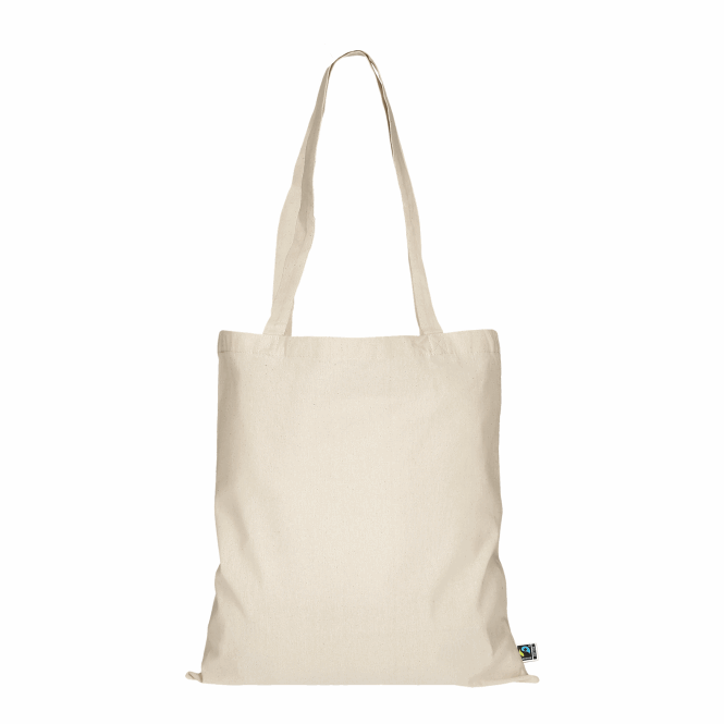 Mitarbeitergeschenk Baumwolltasche TEXXILLA – beige – mit Logodruck 38x42cm 140g/m² Fairtrade Baumwollshopper für Messen