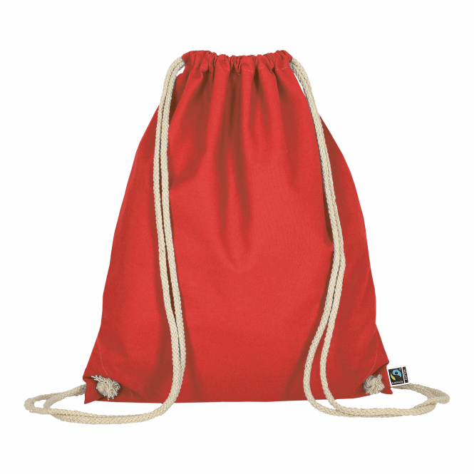 Werbeartikel Turnbeutel TEXXILLA – rot – mit Logodruck 140g/m² Baumwolle 38x46cm nachhaltiger Stoffbeutel für Messen & Events