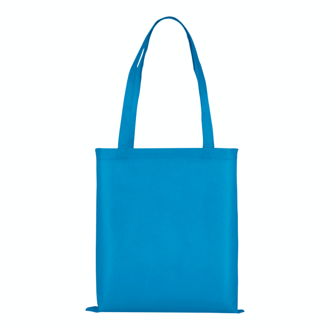 Firmengeschenk Tragetasche TEXXILLA – hellblau – mit Logodruck 70cm Henkel aus recyceltem Material, Einkaufstasche für Events