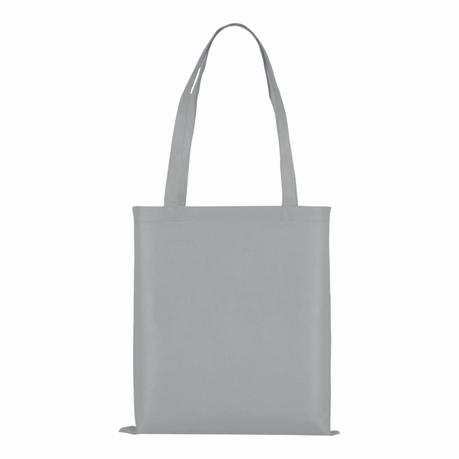 Firmengeschenk Tragetasche TEXXILLA – grau – mit Logo bedruckt 70cm Henkel aus recyceltem Material stabiler Shopper für Events