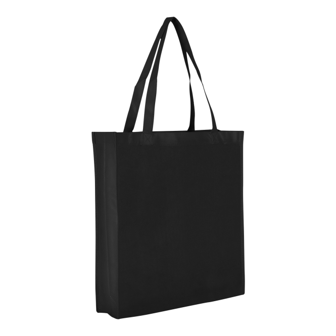 Mitarbeitergeschenk Einkaufstasche TEXXILLA City-Bag 2 – schwarz – mit Logodruck, 60cm Henkel, robuster Shopper für Firmen