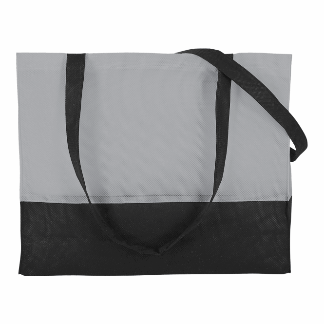 Werbeartikel City-Bag TEXXILLA 1 – grau-schwarz – mit Logodruck 38x29x10cm strapazierfähige Stofftragetasche für Messen & Events