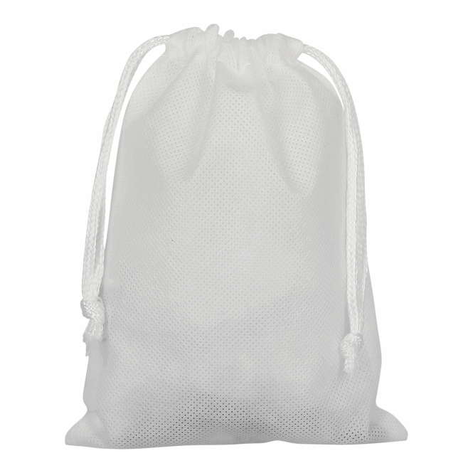 Werbeartikel Zuziehbeutel TEXXILLA – weiss – mit Logodruck 15x20cm aus Polypropylen, ideale kleine Sporttasche für Messen & Events