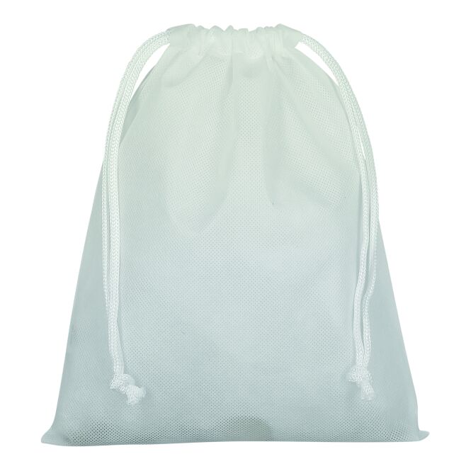 Werbeartikel Zuziehbeutel TEXXILLA – weiss – mit Logodruck 25x30cm aus robustem Polypropylen, idealer Turnbeutel für Messen