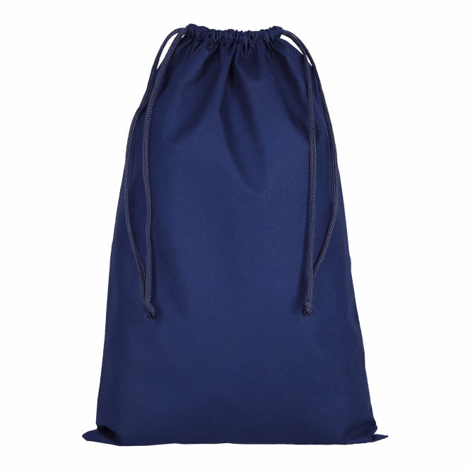 Werbeartikel Zuziehbeutel TEXXILLA – marineblau – mit Logodruck 30x45cm aus recyceltem Polypropylen robuster Turnbeutel für Events