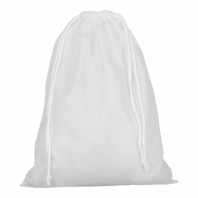 Mitarbeitergeschenk Zuziehbeutel TEXXILLA – weiss – mit Logodruck 40x50cm, nachhaltiger Baumwollbeutel für Messen & Events