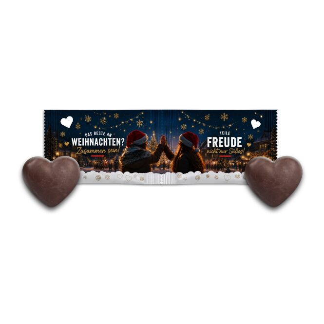 Firmengeschenk Twinset Lebkuchenherzen – weihnachtszeit – mit bedrucktem Etikett als Weihnachtsgeschenk für Kunden und Partner