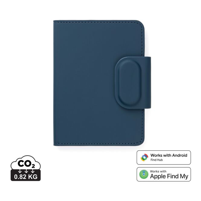 Firmengeschenk Reisepasshülle VINGA Baltimore – blau – mit Logo bedruckt 54% recyceltes ABS BT 5.2 nachhaltiges Reise-Accessoire
