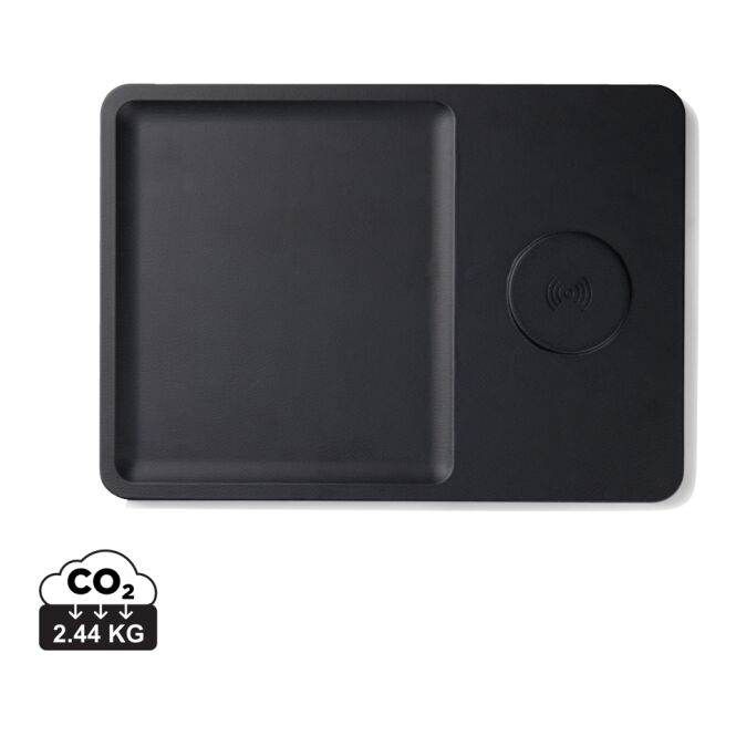Firmengeschenk Wireless Charger VINGA Timo – schwarz – mit Logo bedruckt, nachhaltig, 15W, USB-C, für das Homeoffice