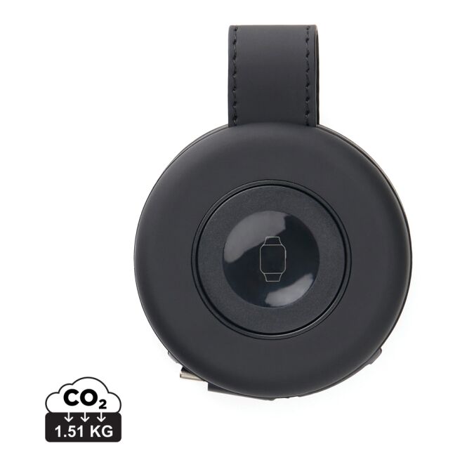 Premium-Werbeartikel Wireless Charger VINGA Baltimore – schwarz – mit Logo bedruckt 15W Qi-Standard nachhaltig für das Homeoffice