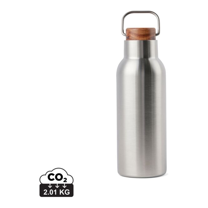 Firmengeschenk Trinkflasche VINGA Ciro – stahl – mit Logodruck 580ml 76% recycelter Edelstahl RCS-zertifiziert, nachhaltiges Mehrweggefäß