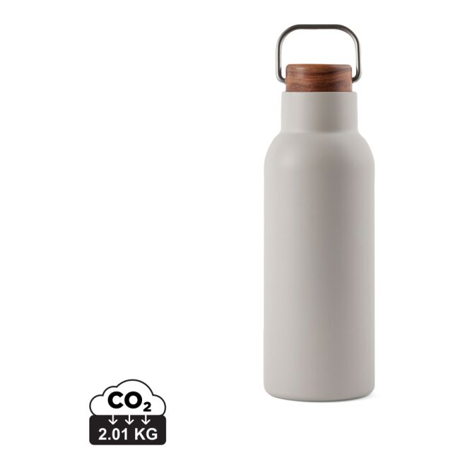 Kundengeschenk Trinkflasche VINGA Ciro – grau – mit Logo bedruckt 580ml 76% recycelter Edelstahl RCS-zertifiziert nachhaltige Mehrwegflasche
