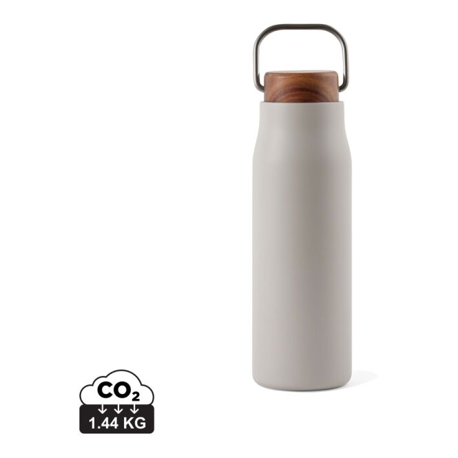 Firmengeschenk Trinkflasche VINGA Ciro – grau – mit Logo bedruckt 300ml aus 69% RCS-Edelstahl nachhaltige Mehrwegflasche CSR