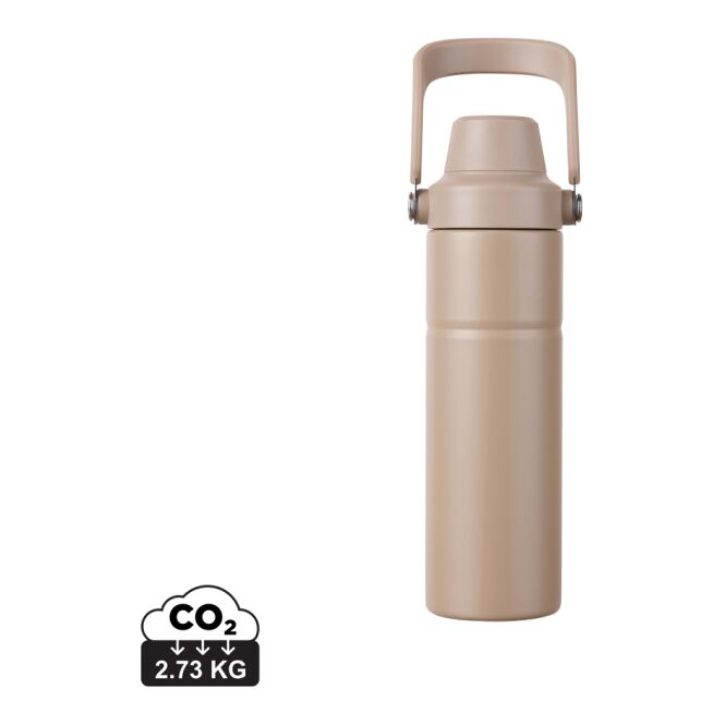 Firmengeschenk Trinkflasche VINGA Baltimore Trek – grau – mit Lasergravur 600ml 65% recycelter Edelstahl nachhaltige Mehrwegflasche