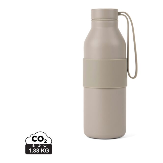 Kundengeschenk VINGA Niro RCS Thermosflasche – beige – mit Logodruck 500ml, nachhaltiger Edelstahl, doppelwandig für Firmengeschenke