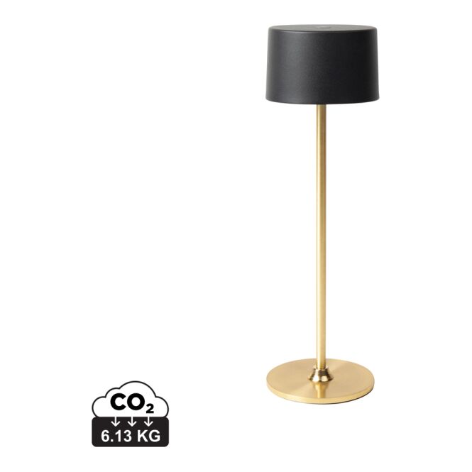 Mitarbeitergeschenk Tischlampen VINGA Nauro – gold – mit Werbedruck wiederaufladbar via USB-C moderne Akkuleuchte