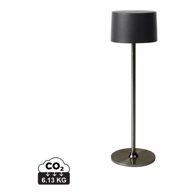 Mitarbeitergeschenk Tischlampe VINGA Nauro – anthrazit – mit Werbedruck wiederaufladbar via USB-C moderne Akkuleuchte