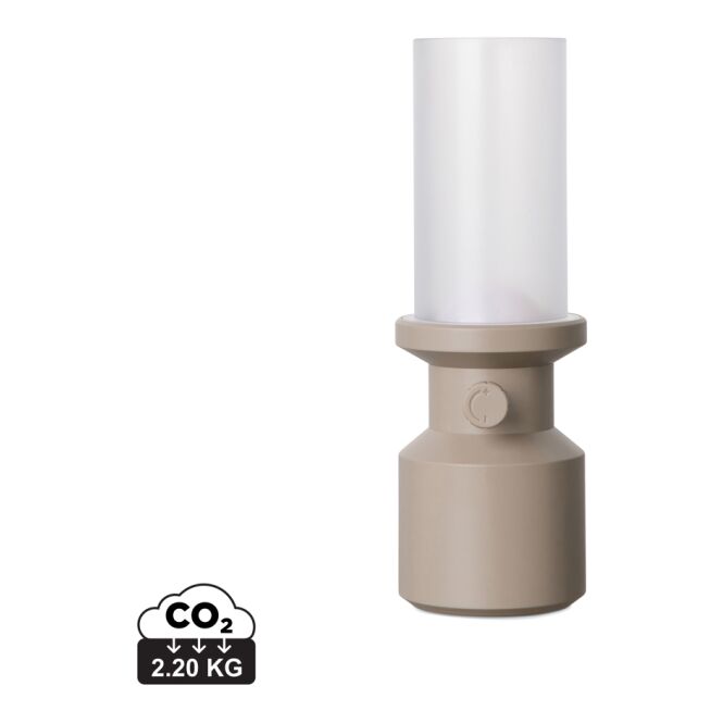 Mitarbeitergeschenk Tischlampe VINGA Niori – beige – mit Werbedruck wiederaufladbar via USB-C, 6-8h Laufzeit moderne Akkuleuchte