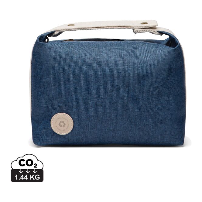 Firmengeschenk Kulturtasche VINGA Sortino – blau – mit Logodruck 24% RCS-recyceltes Polyester nachhaltiges Reiseaccessoire für CSR