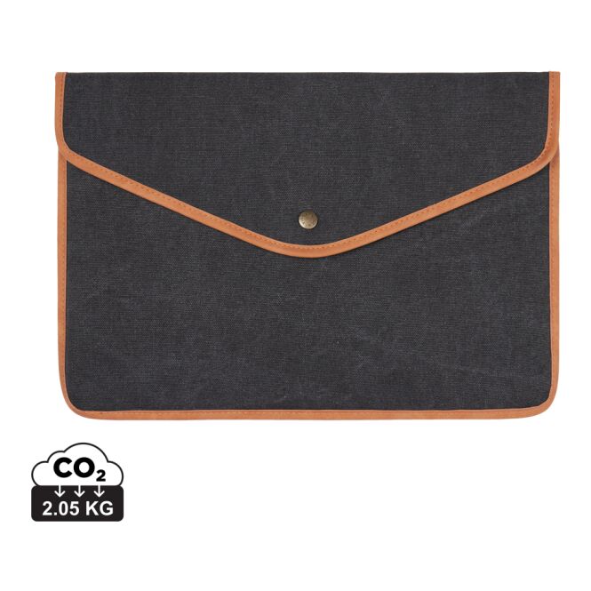 Mitarbeitergeschenk Laptoptasche VINGA Bosler – schwarz – mit Logo bedruckt nachhaltig für 16 Zoll Notebooks für das Homeoffice