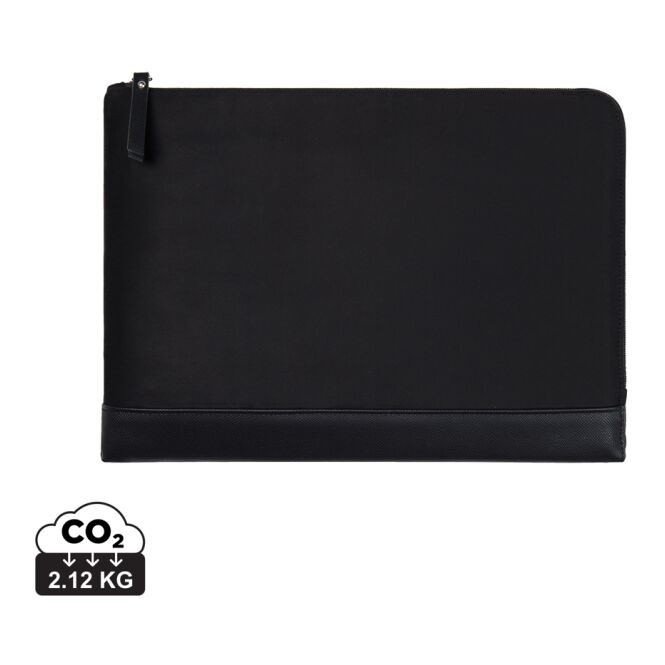 Mitarbeitergeschenk VINGA Marlow Laptop Sleeve 14 Zoll – schwarz – mit Logo bedruckt nachhaltig für das Homeoffice
