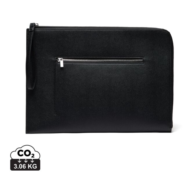 Mitarbeitergeschenk VINGA Bermond 16 Zoll Laptop-Sleeve – schwarz – mit Logo bedruckt, nachhaltiges RCS-recyceltes Design für Büroausstattung