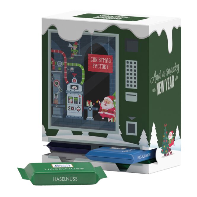 Firmengeschenk Ritter SPORT Adventsautomat ECO Midi – weihnachten – inkl. Werbeaufdruck 396 g als Weihnachtsgeschenk für Kunden und Partner