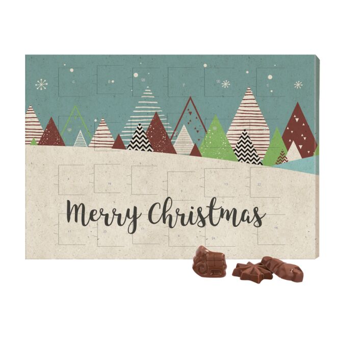 Firmengeschenk Classic Wand Adventskalender aus Graspapier – weihnachten – mit individueller Banderole als Weihnachtsgeschenk für Kunden und Partner