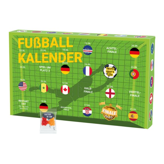 Streuartikel Event Kalender Eco L – mit fruchtgummi – mit bedrucktem Etikett als Werbegeschenk für Kunden und Mitarbeiter auf Messen